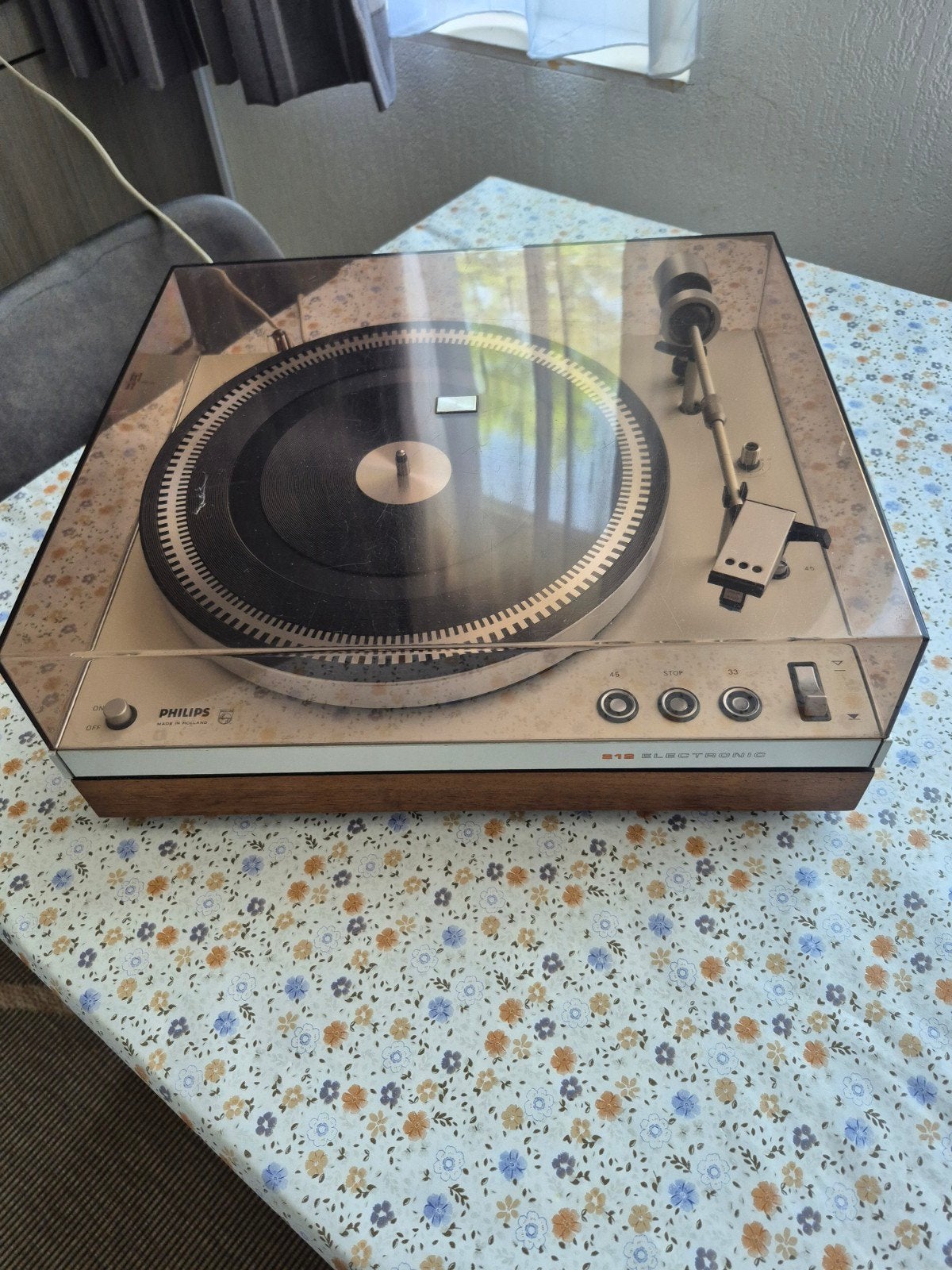 Philips 212 Electronic Platenspeler - Vintage Hifi, Ophalen, Gebruikt, Platenspeler, Philips