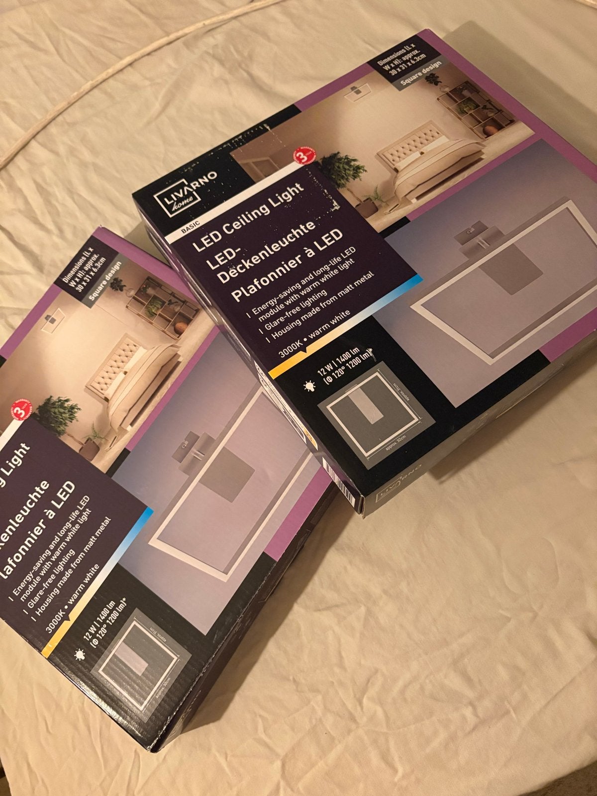 LIVARNO home LED Plafondlamp - Vierkant, Warm Wit Licht, LED, Nieuw, Ophalen of Verzenden, Wit