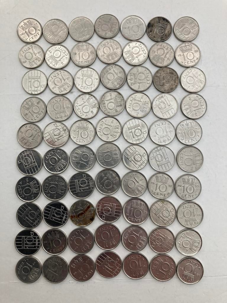 10 cent gulden totaal 70 stuks (Juliana en Beatrix)., Ophalen of Verzenden, 10 cent, Setje