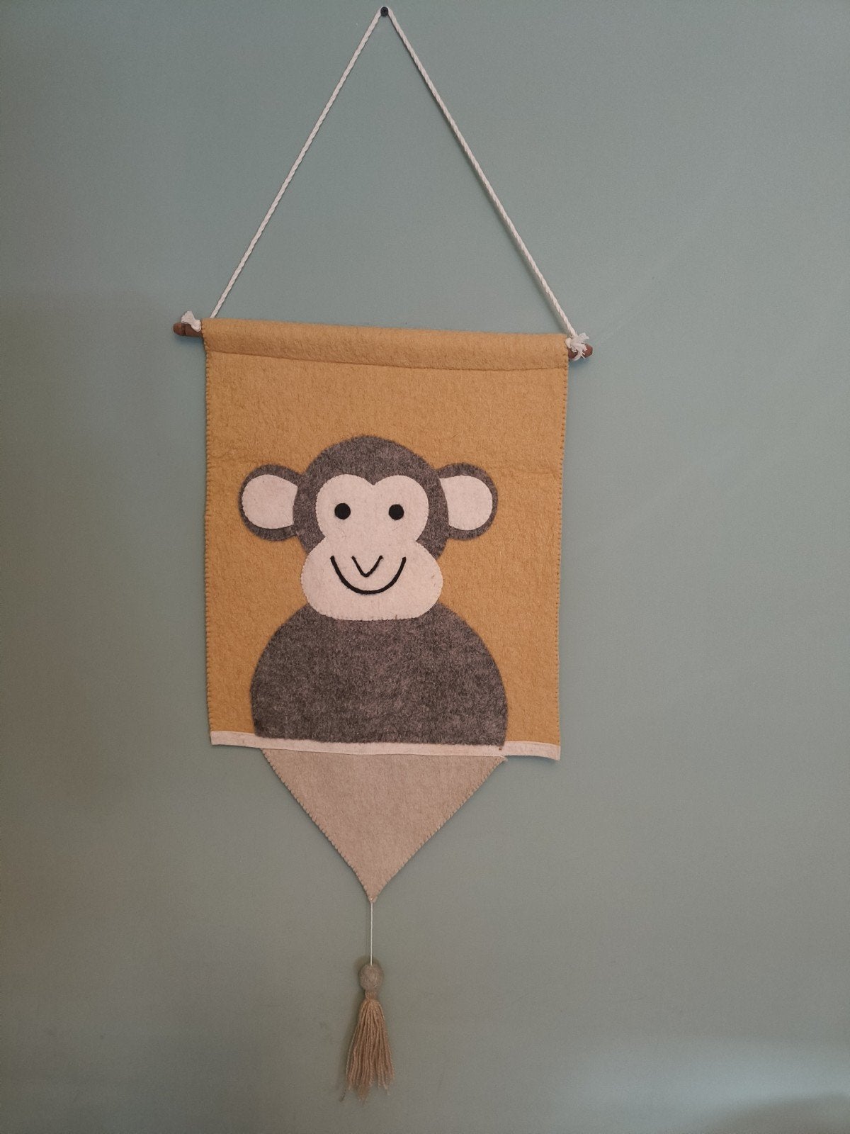 Wandhanger Aap - Decoratieve wanddecoratie dierenkamer, Wandhanger, Meerkleurig, Textiel, Ophalen of Verzenden