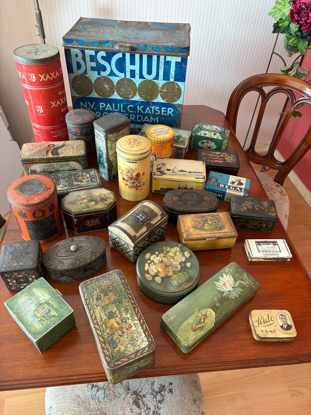 Grote collectie vintage blikken en bussen, Ophalen of Verzenden, Gebruikt, Beschuit, Bolletje