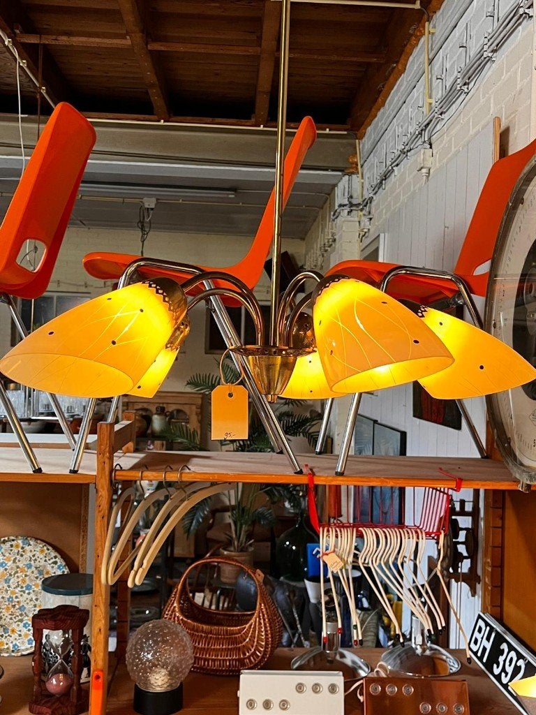 40) vintage Philips jaren 50 hanglamp., Huis en Inrichting, Lampen | Hanglampen, Ophalen, .., Gebruikt, Vintage / retro