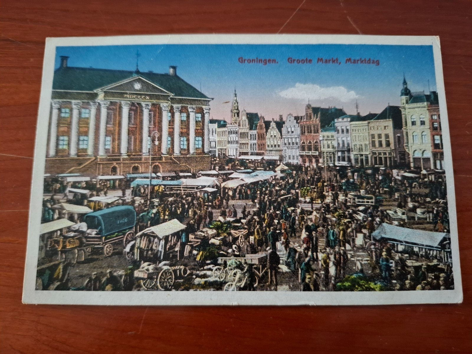 Ansichtkaart Groningen Grote Markt Marktdag begin 1900, Ophalen of Verzenden, Voor 1920, Ongelopen, Groningen
