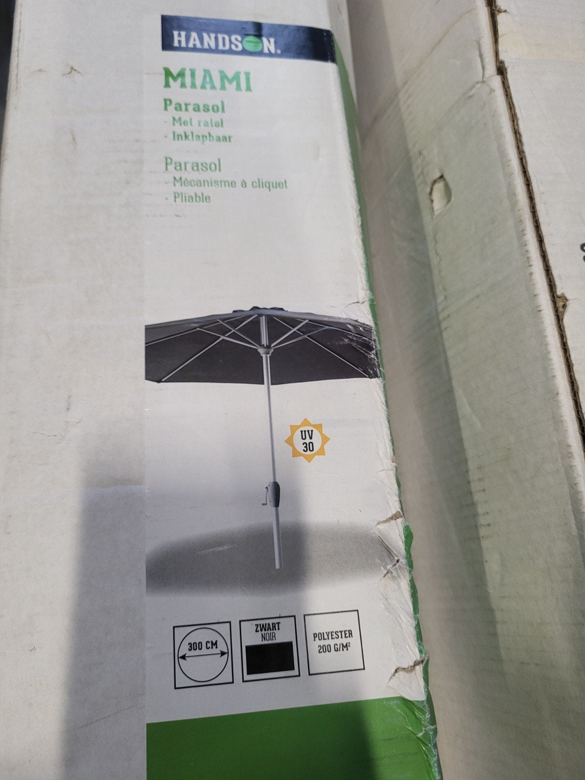 5 stuks Hands On Miami parasols met voet, Ophalen, 2 tot 3 meter, Stokparasol, Verstelbaar