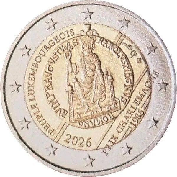 Speciale 2 Euro munt LUXEMBURG 2026 "Karelsprijsuitreiking"., Ophalen of Verzenden, Luxemburg, 2 euro