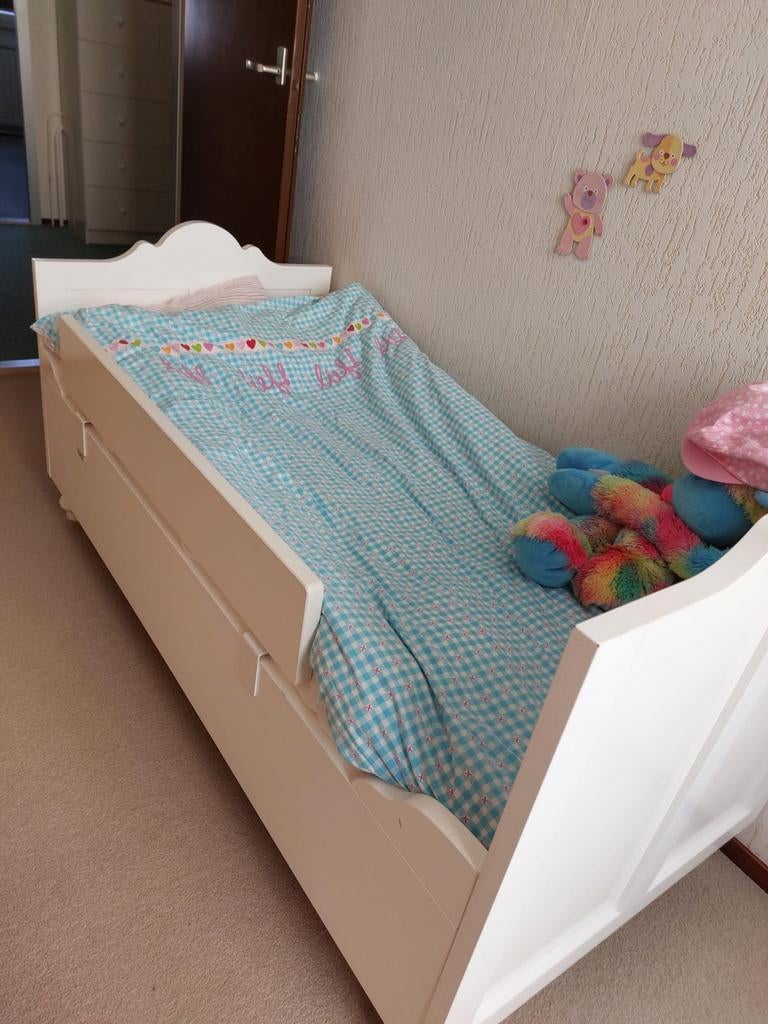 Peuterbed in goede staat (excl. matras), Gebruikt, 70 tot 85 cm, Lattenbodem, 140 tot 160 cm