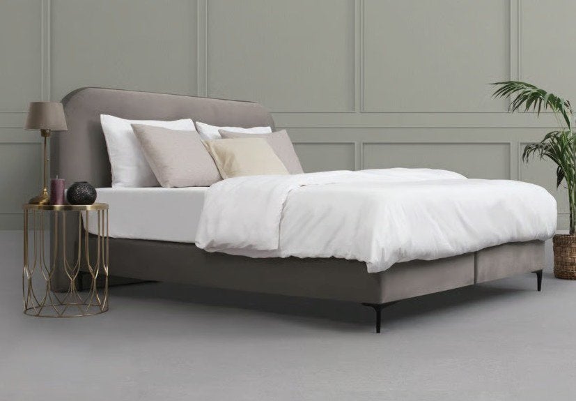 NIEUW IN DOOS MATT SLEEPS Velvet Boxspring 200x200, Huis en Inrichting, Slaapkamer | Bedden, Ophalen, Beige, Overige maten, Stof