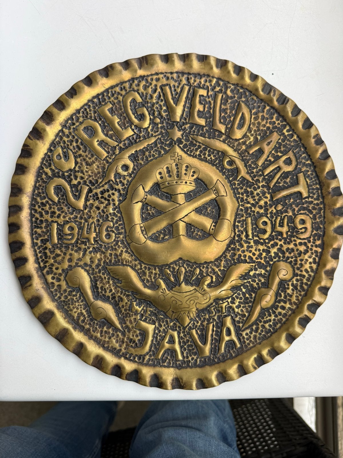 Oud Militair Plaquette 2 REGVELDART 1946-1949 Java, Ophalen of Verzenden, Landmacht, Azië, Kunstobject