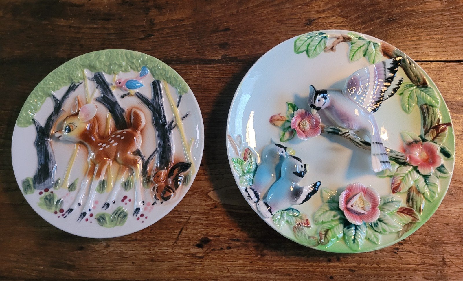 Vintage borden wanddecoratie: Bambi en vogels, Ophalen of Verzenden