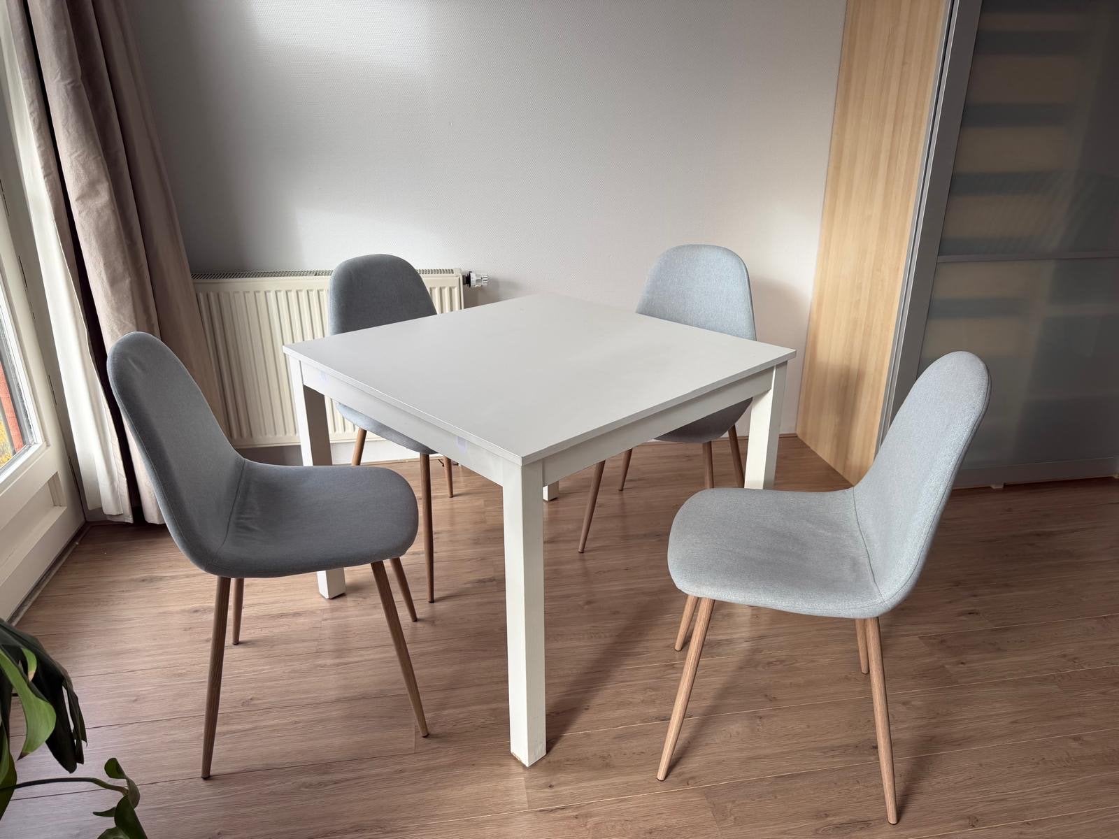 Kleine Eettafel, hout, wit 90x90 cm, Ophalen, Gebruikt, 50 tot 100 cm, Vierkant