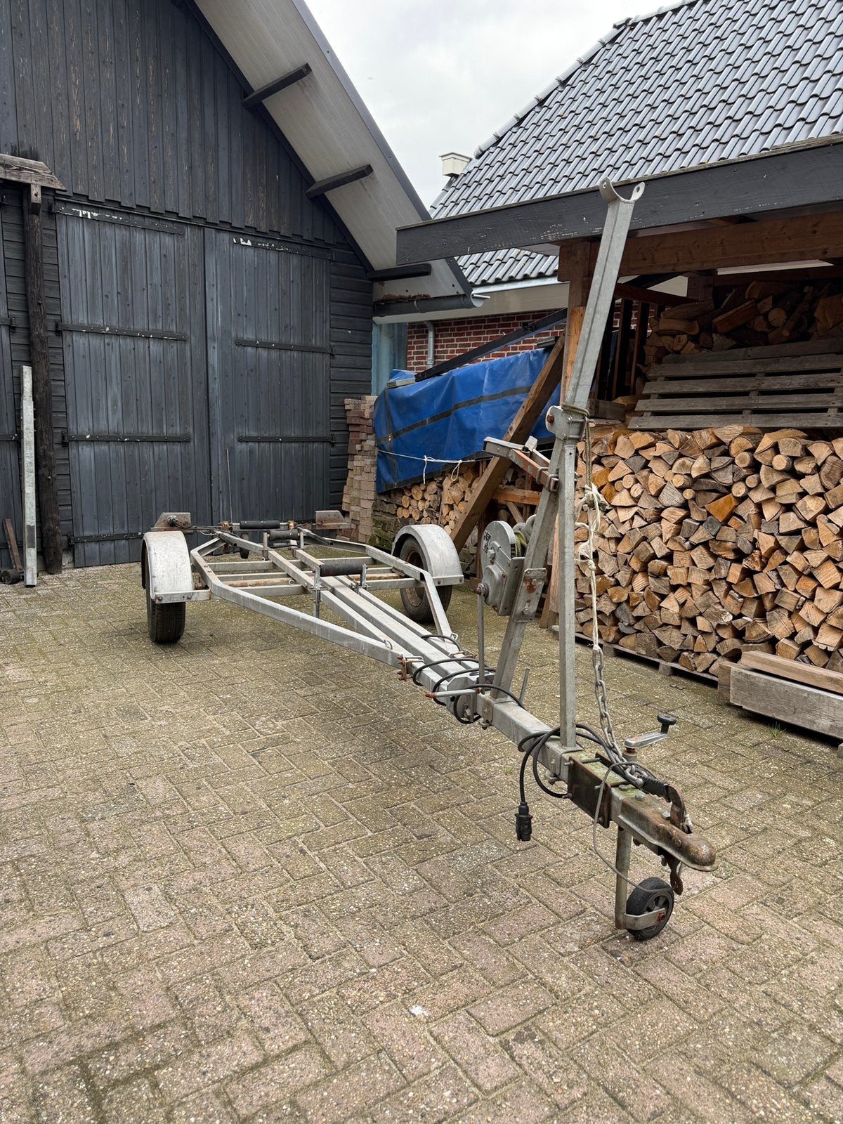 Te koop boottrailer, Ophalen, Minder dan 1500 kg, Gebruikt, Open zeilboottrailer