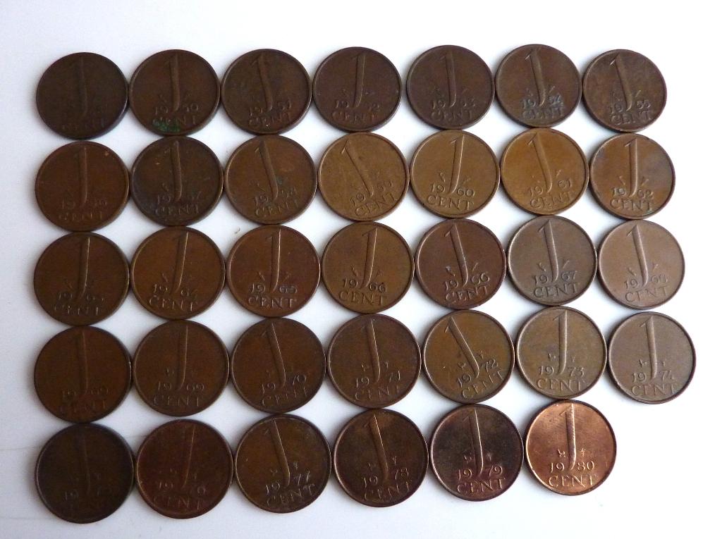 1 Cent Nederland 1948 t/m 1980 [Compleet Setje ], Postzegels en Munten, Munten | Nederland, Ophalen of Verzenden, Koningin Juliana
