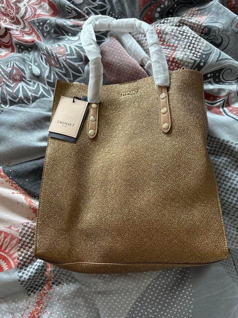 Twinset Milano Shopper Goud - Nieuw met labels, Ophalen of Verzenden, Nieuw, Overige kleuren, Shopper