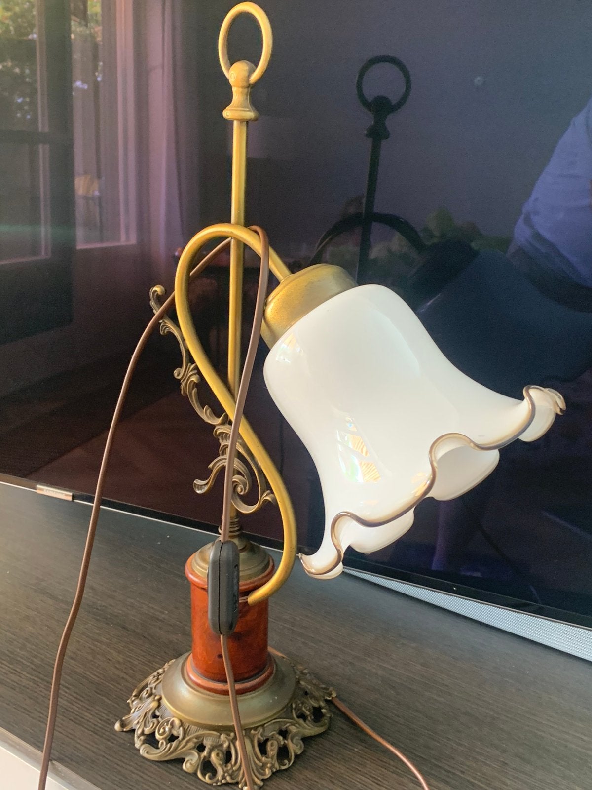 Antieke lamp met bakaliete voet, Ophalen of Verzenden