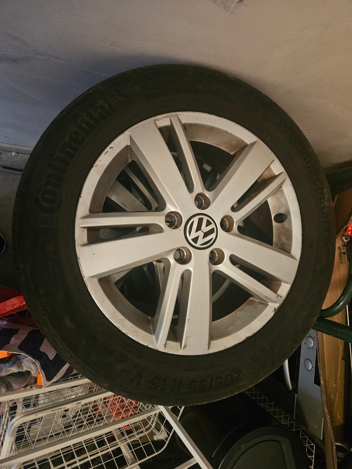 Set van 4 Continental zomerbanden met VW velgen, Ophalen, Gebruikt, 16 inch, Banden en Velgen