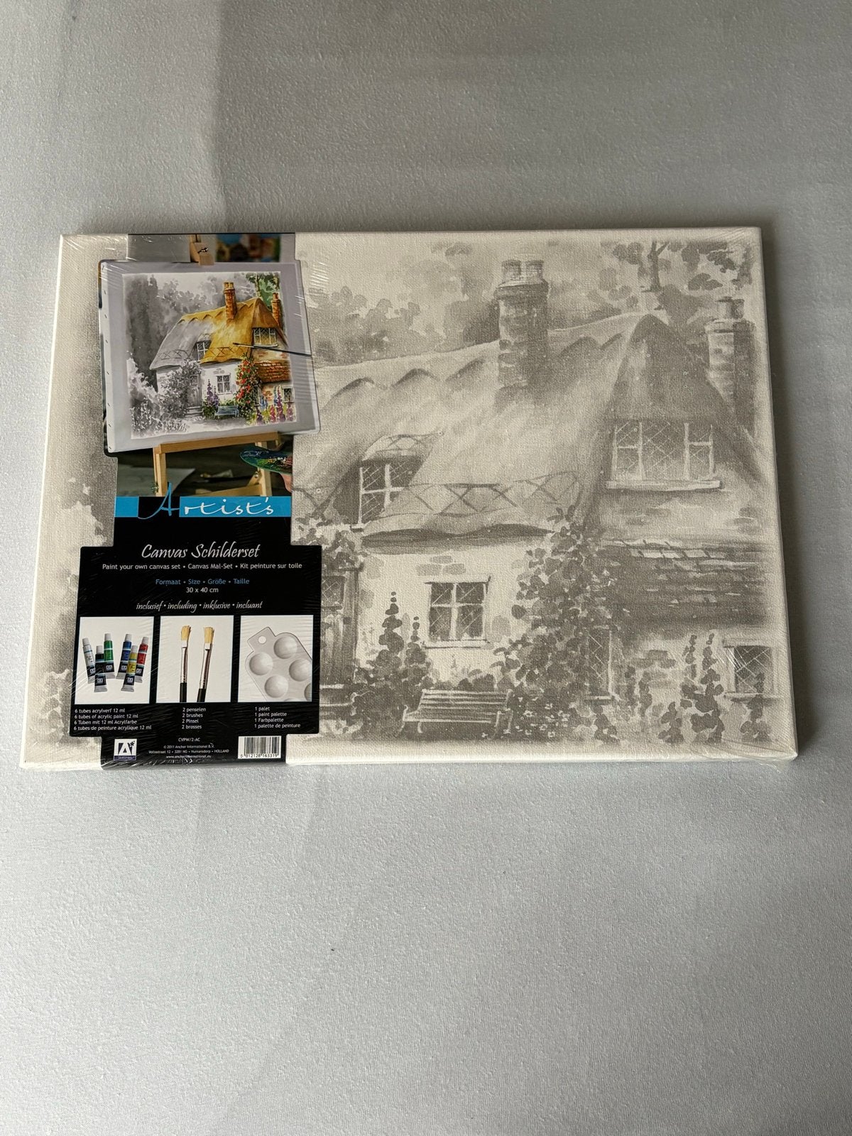 Canvas Schilderset met Verf, Kwasten en Palet - Nieuw, Ophalen of Verzenden, Nieuw, Schilderen op nummer