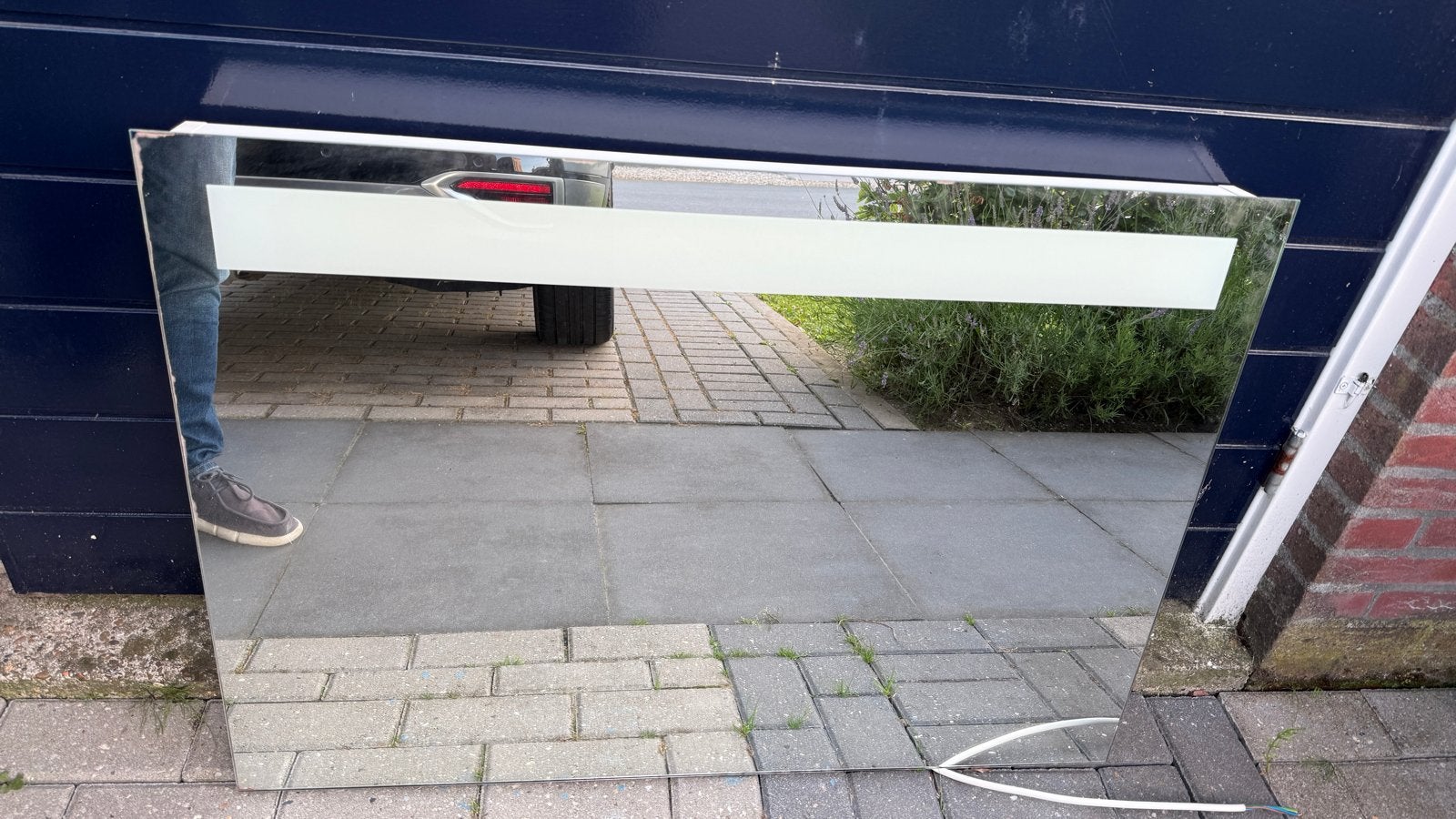 Spiegel met LED TL balken en stopcontact 100x70 cm, Ophalen, Gebruikt, 75 tot 100 cm, Minder dan 100 cm