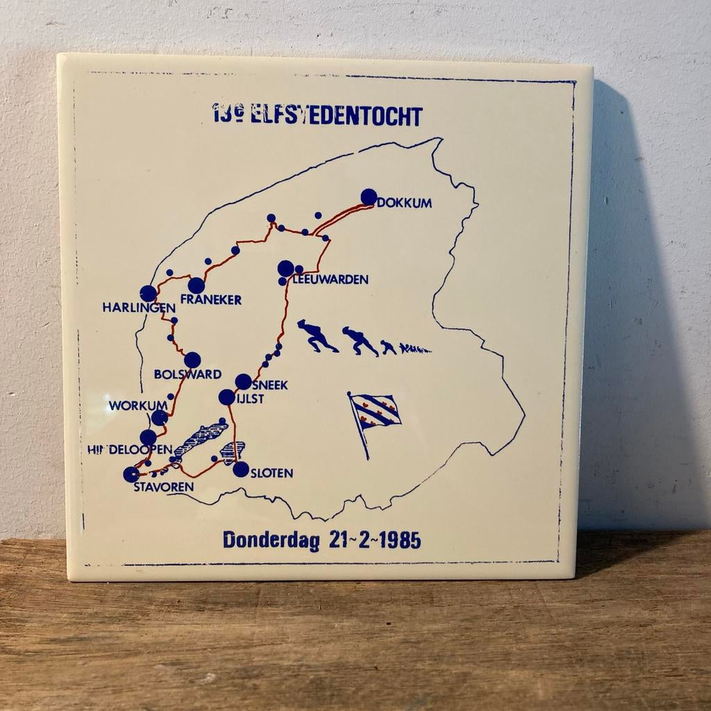 Tegeltje Elfstedentocht 1985, Antiek en Kunst, Ophalen of Verzenden