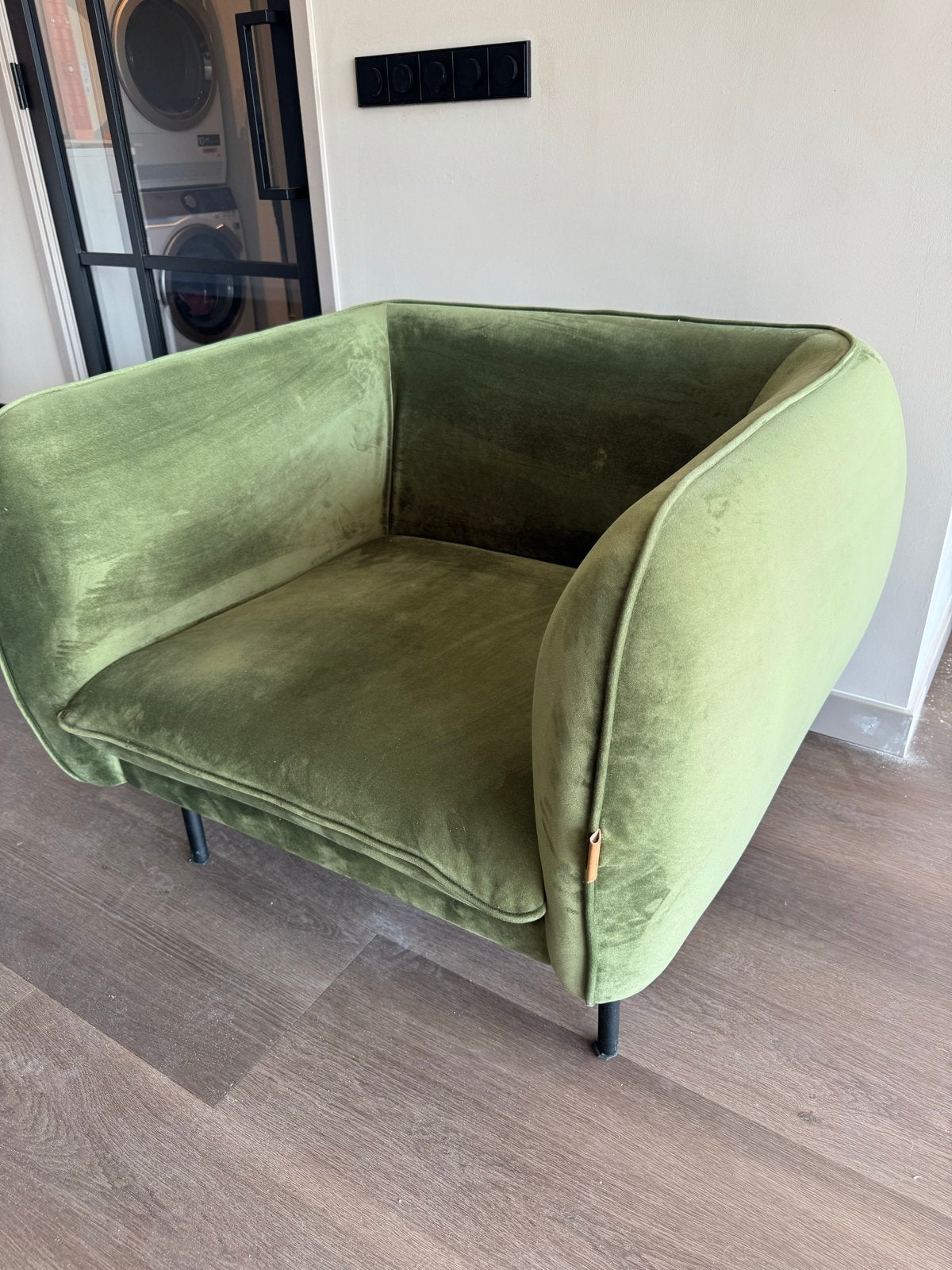 Fauteuil Dutch Tribes - Groen Velours, Ophalen, Gebruikt, Stof, 75 tot 100 cm