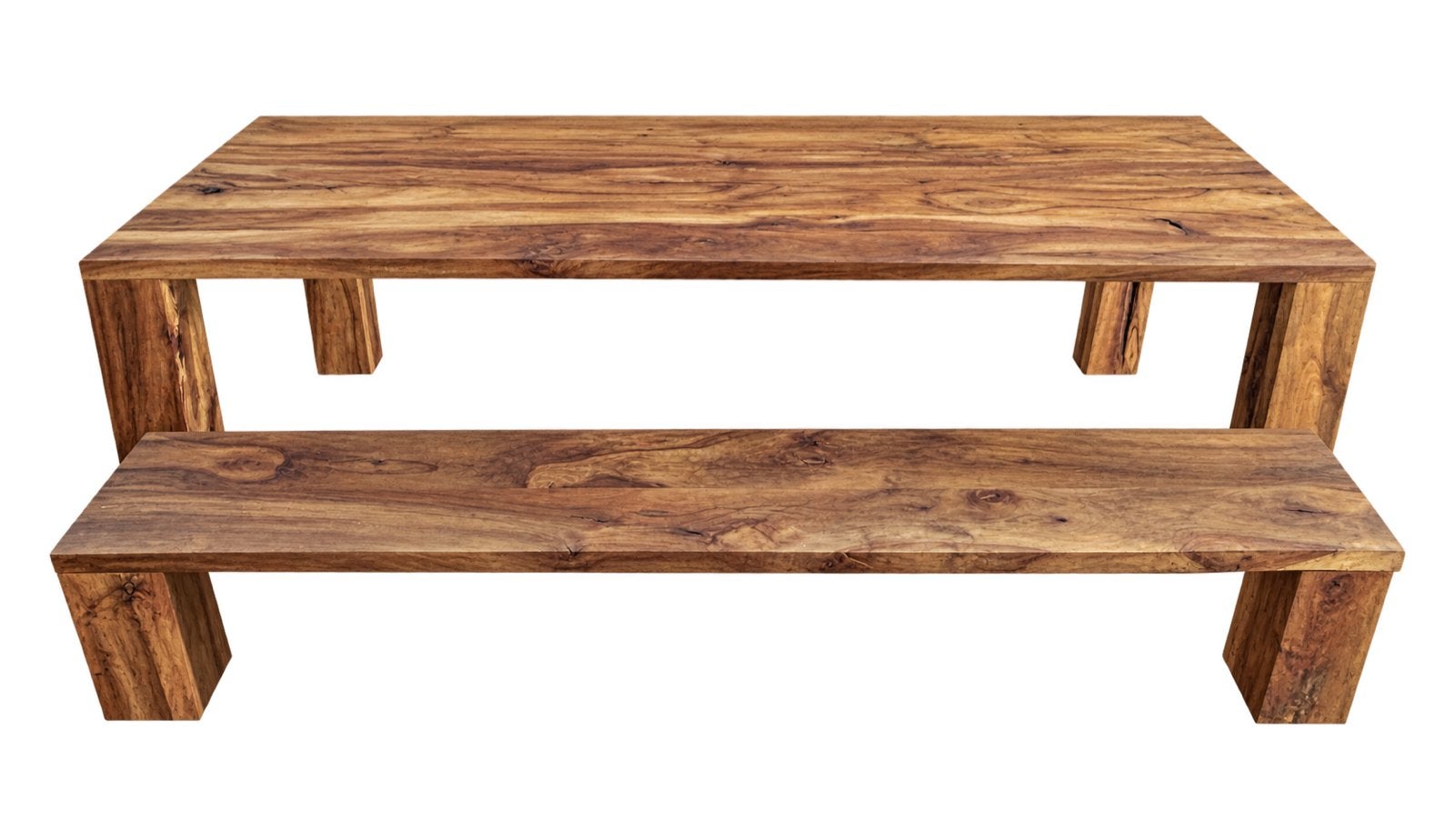 Eettafel met bankje van massief walnotenhout hout, Ophalen, 200 cm of meer, 50 tot 100 cm, Zo goed als nieuw