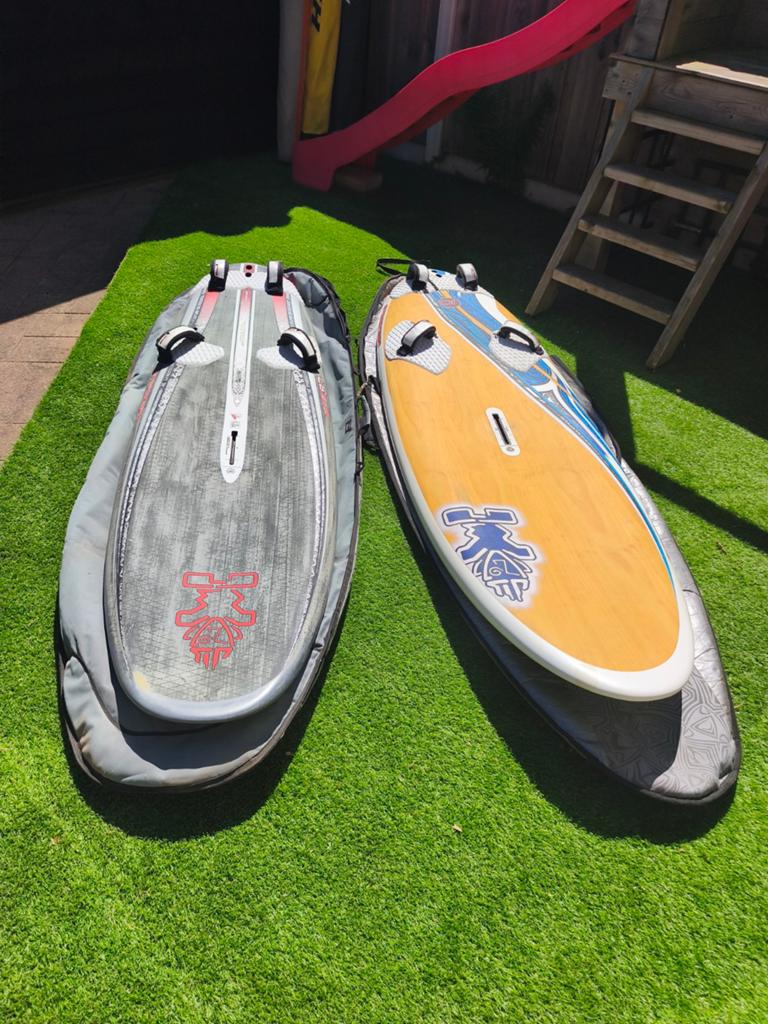 2x Starboard Windsurfplanken (grijs carbon & oranje wood), Ophalen, Starboard, Plank, Gebruikt