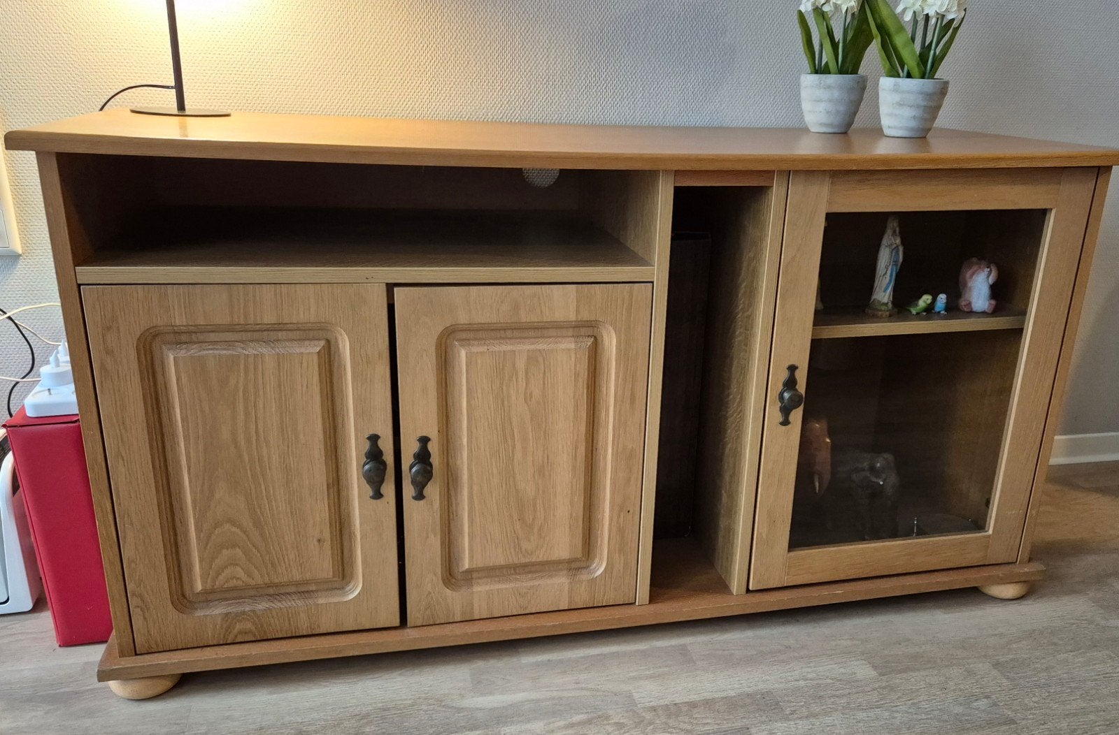 Gratis mooi blank eiken tv kastje, Ophalen, Gebruikt, 100 tot 150 cm, Minder dan 100 cm