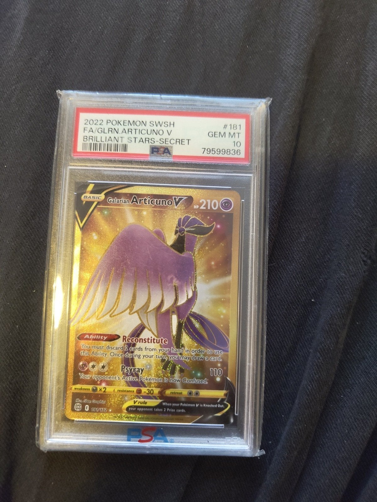 Pokemon Galarian Articuno V Brilliant Stars PSA 10, Ophalen of Verzenden, Nieuw, Losse kaart