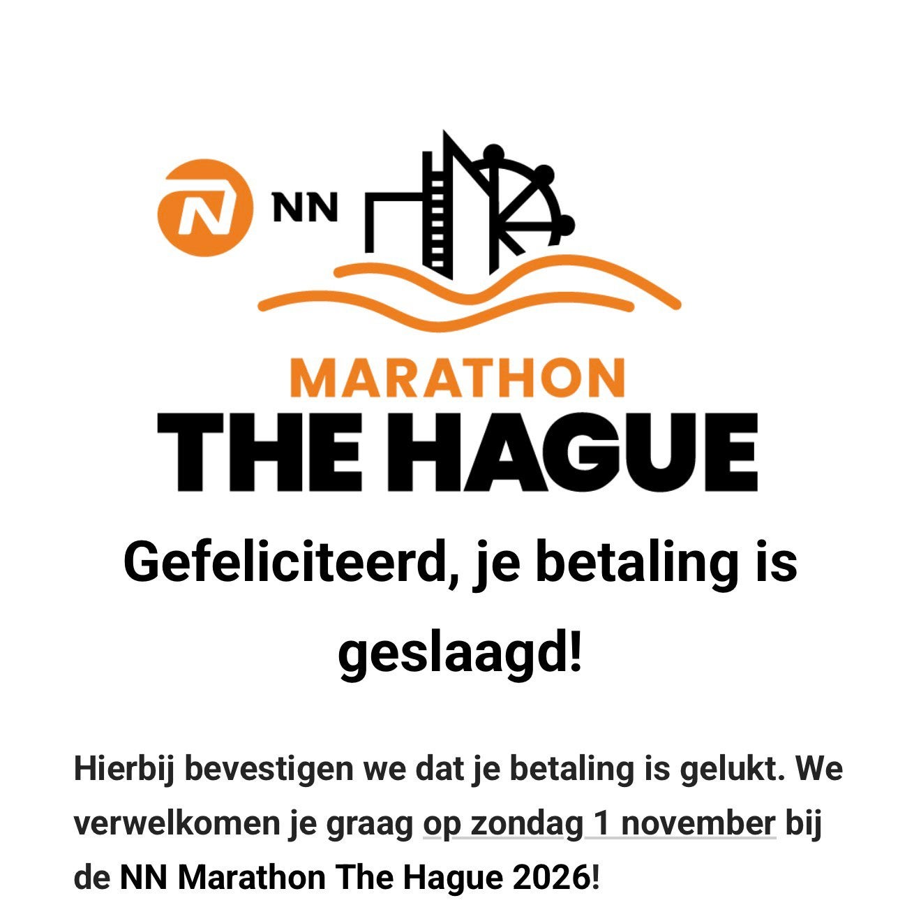 Startbewijs Marathon The Hague, Ophalen, Nieuw, Overige typen, Overige merken