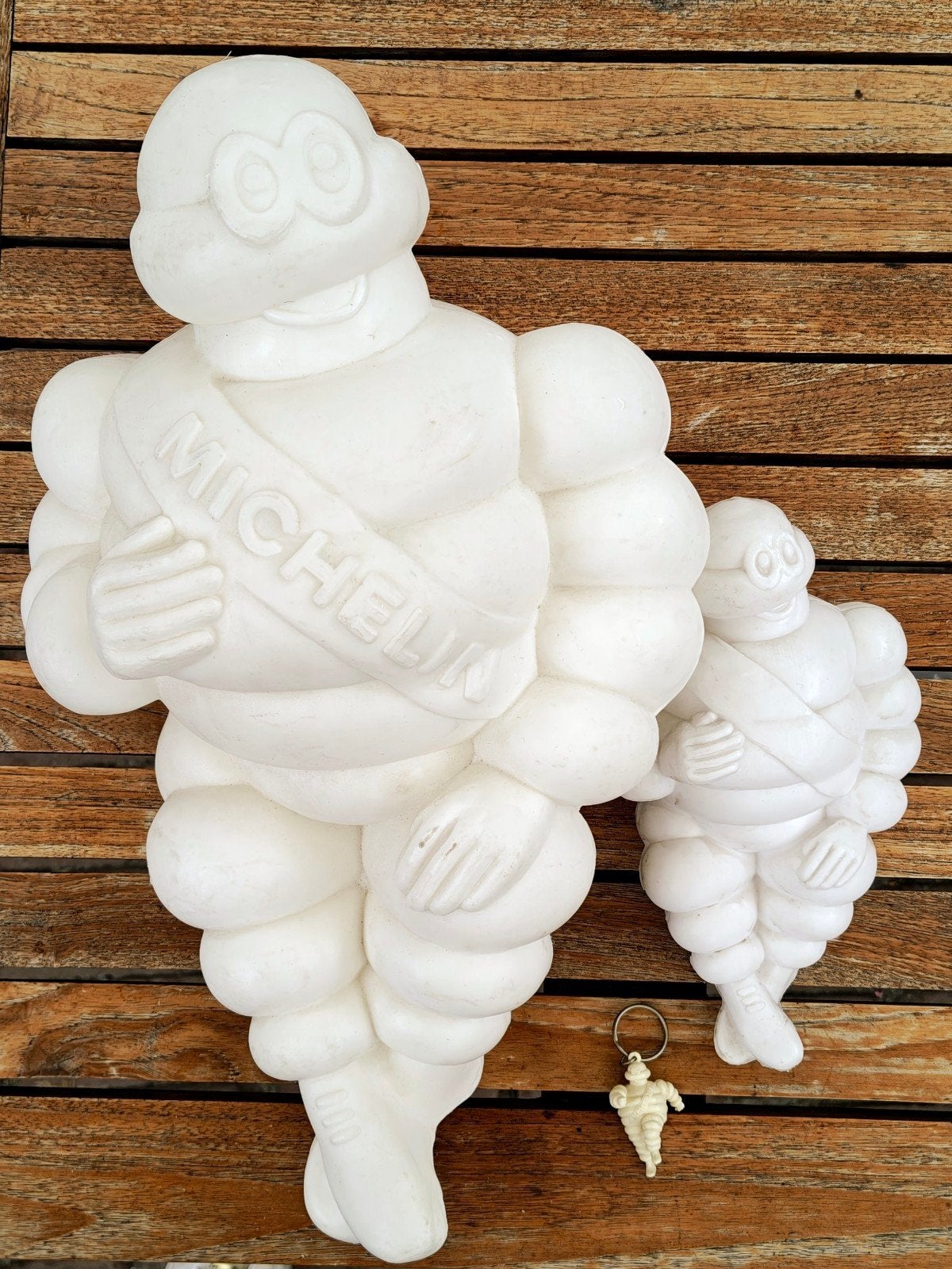 Set van 2 Michelin Bibendum Beelden + Sleutelhanger, Ophalen of Verzenden, Gebruikt