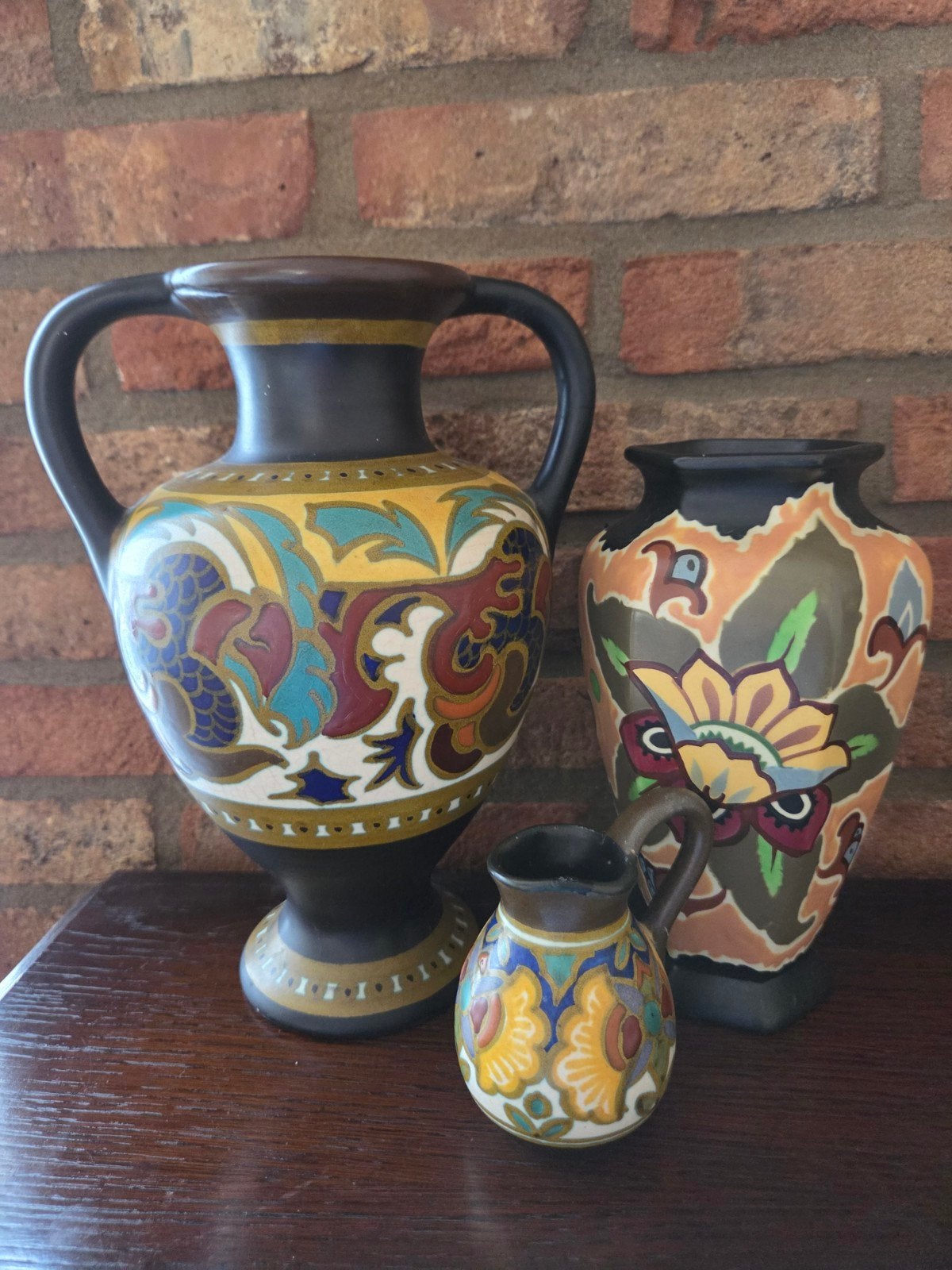 Set van 3 antieke vazen: Gouda Holland en Domburg, Ophalen of Verzenden