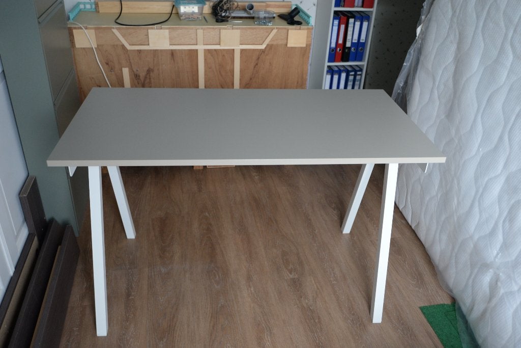 bureau Ikea Trotten 120 x 60 beige/taupe, Ophalen, Demontabel, 120 cm, Schoolbureau