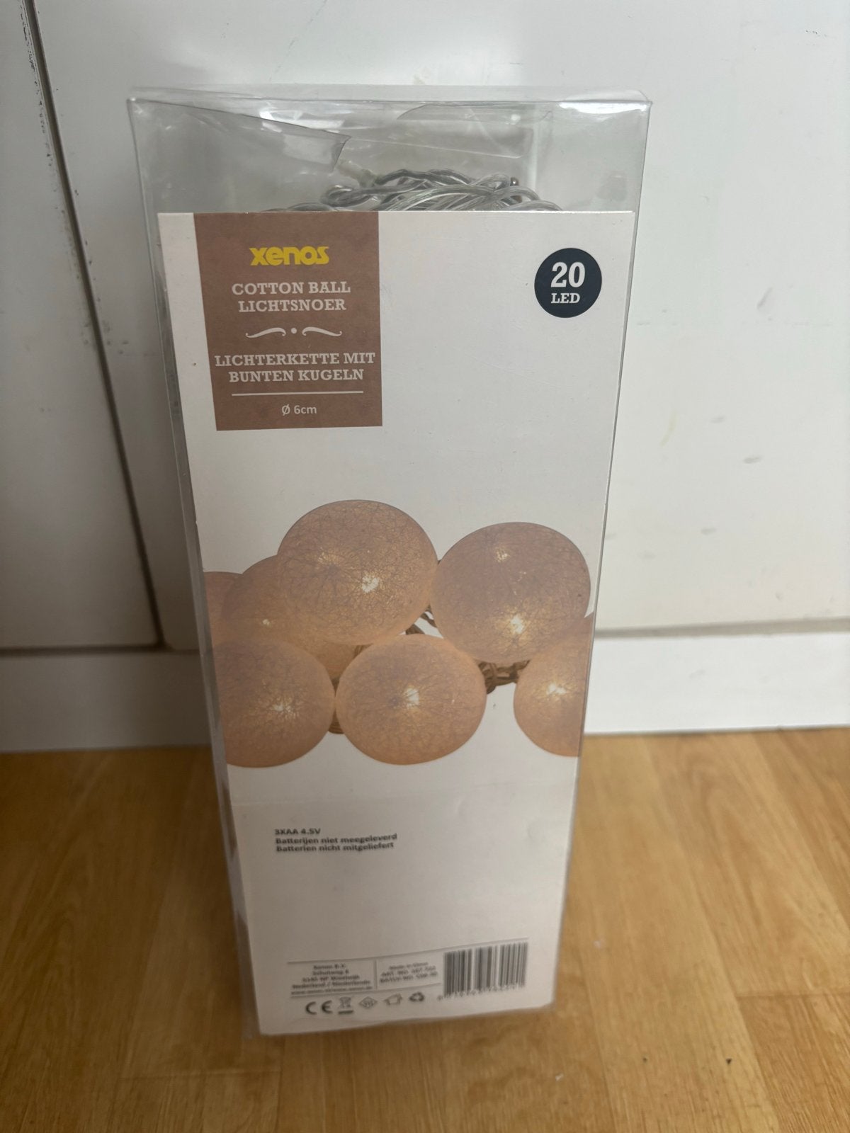 Xenos Cotton Ball Lichtsnoer - 20 LED Witte Bollen, Wit, Overige merken, Ophalen of Verzenden, Werkt op batterijen