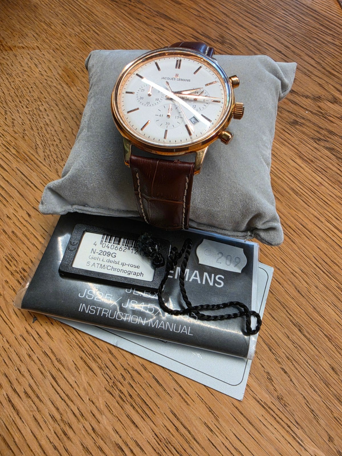 Jacques Lemans Chronograph, Overige merken, Leer, Staal, Polshorloge