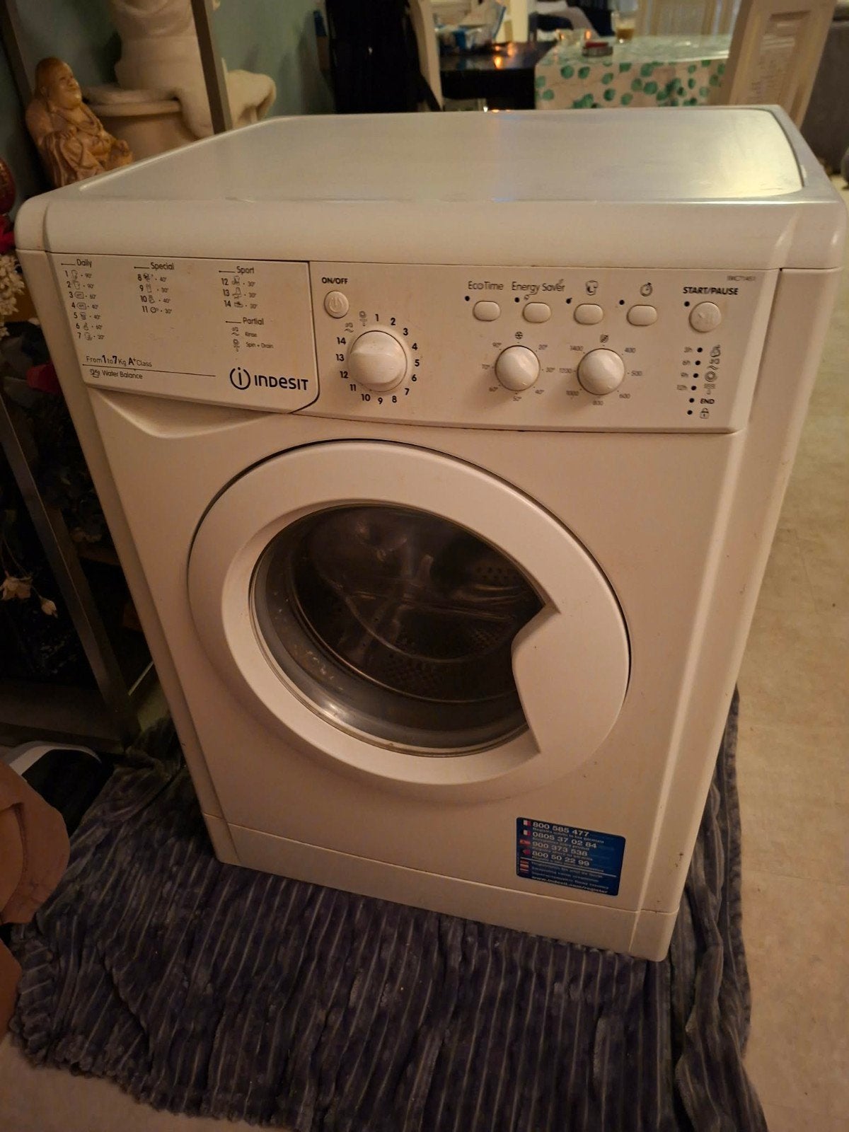 Indesit Wasmachine 7kg A-klasse - Zo goed als nieuw, 6 tot 8 kg, Minder dan 1200 toeren, Ophalen of Verzenden, Zo goed als nieuw