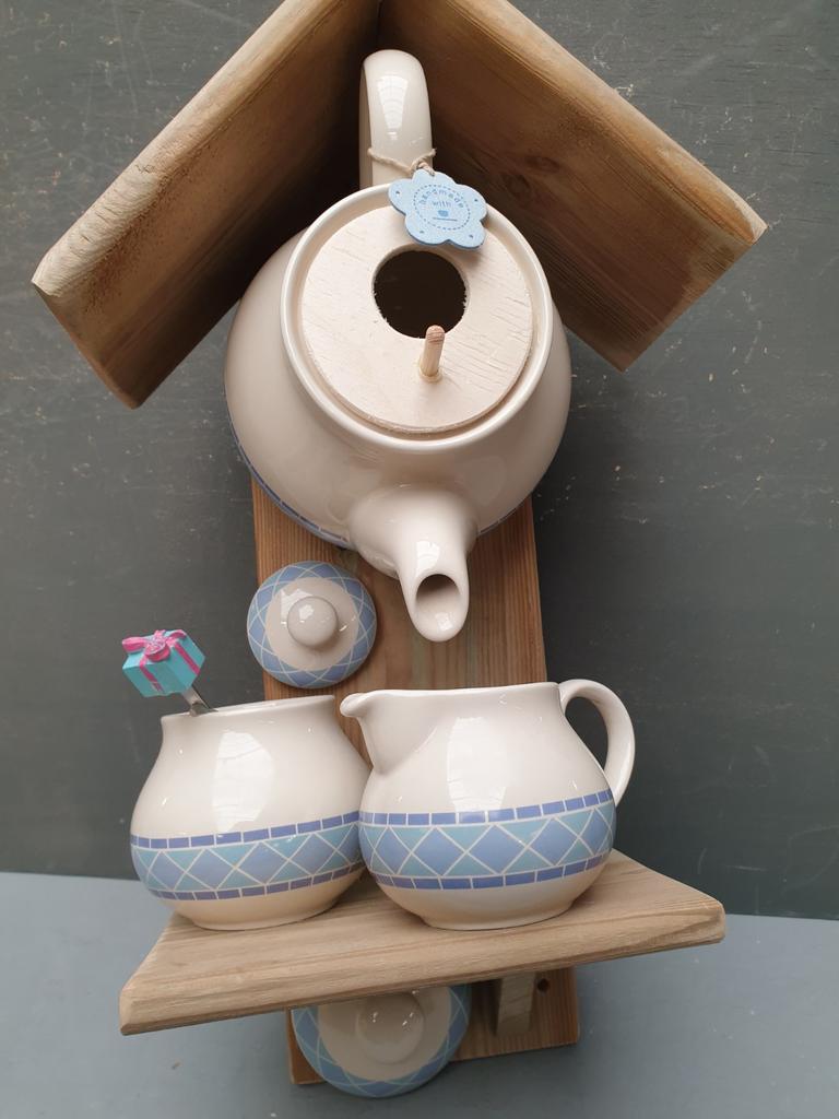 Theepot vogelhuisje   moederdag kado, Ophalen of Verzenden, Nieuw