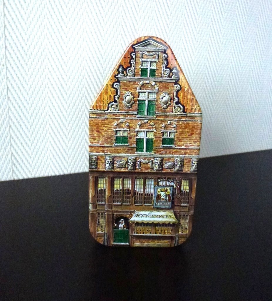 Blikje met een afbeelding van het Deventer Koekwinkeltje, Ophalen of Verzenden, Zo goed als nieuw, Koek(jes), Overige merken