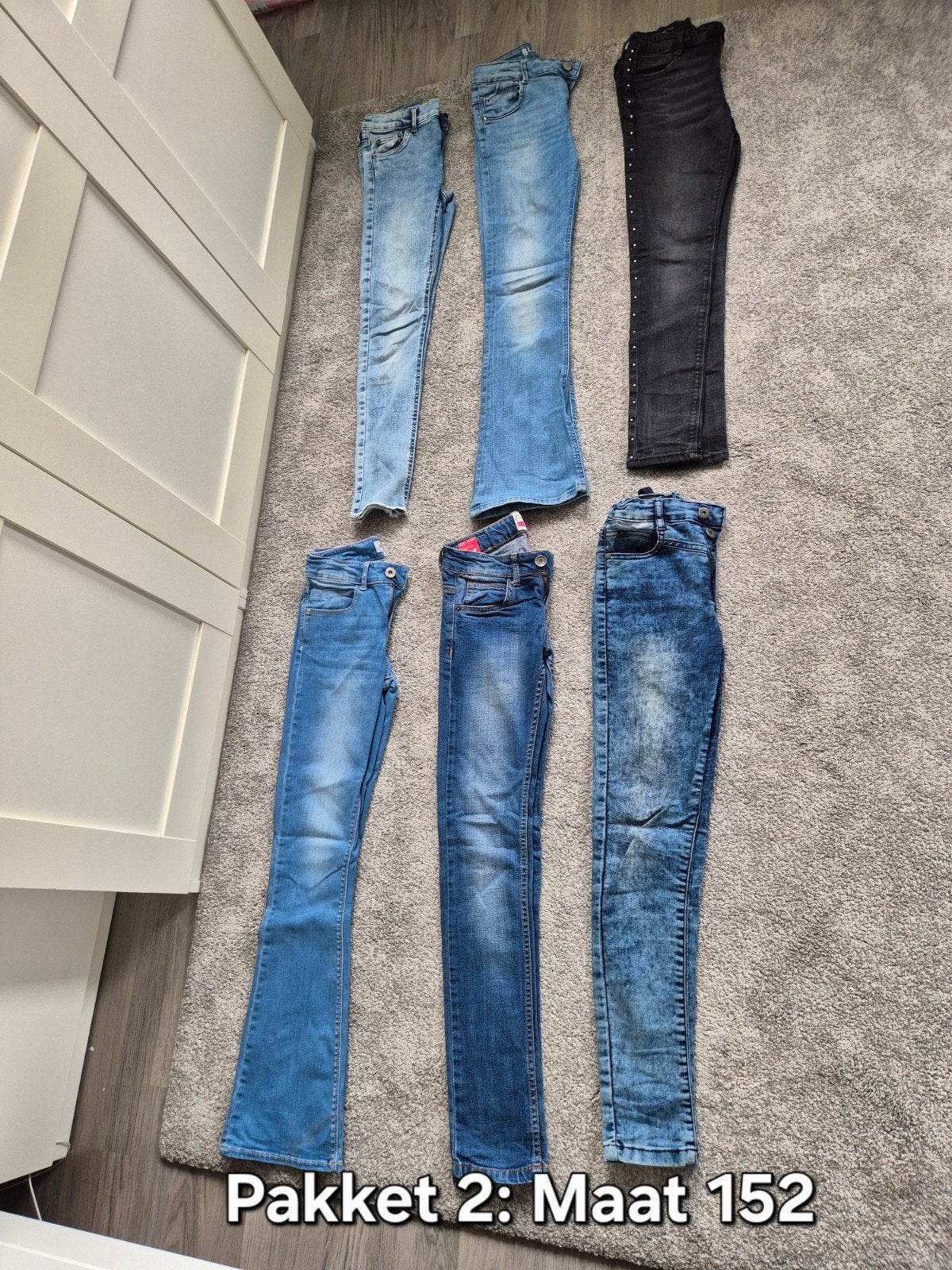 6 x jeans maat 152, Kinderen en Baby's, Broek, Meisje, Ophalen of Verzenden, Zo goed als nieuw
