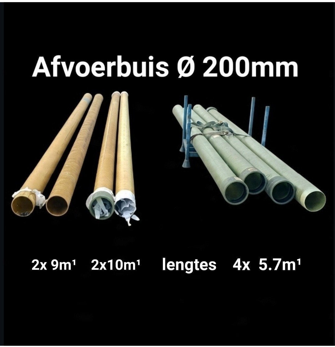 Afvoerbuis Ø 200mm SN8 - 5.7m¹, 9.0m¹ en/of 10.0m¹ lengte, Ophalen, Pvc, 6 meter of meer, Nieuw