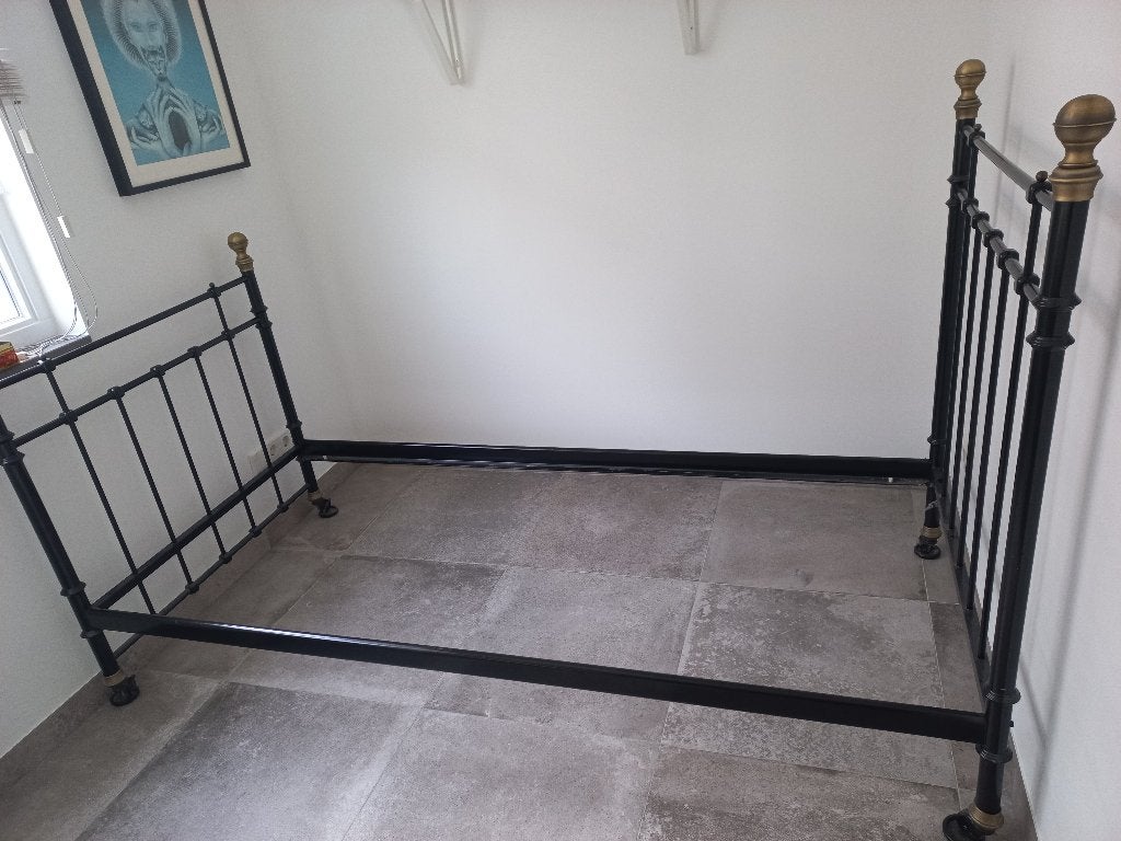 Bedframe spijlenbed zwart, Ophalen, 90 cm, Eenpersoons, Zwart