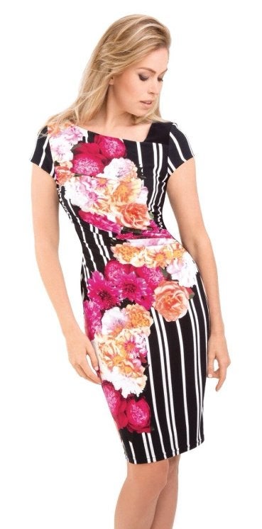 Joseph Ribkoff elegant gekleurde stretch jurk mt 44, Kleding | Dames, Jurken, Overige kleuren, Verzenden, ., Maat 42/44 (L)