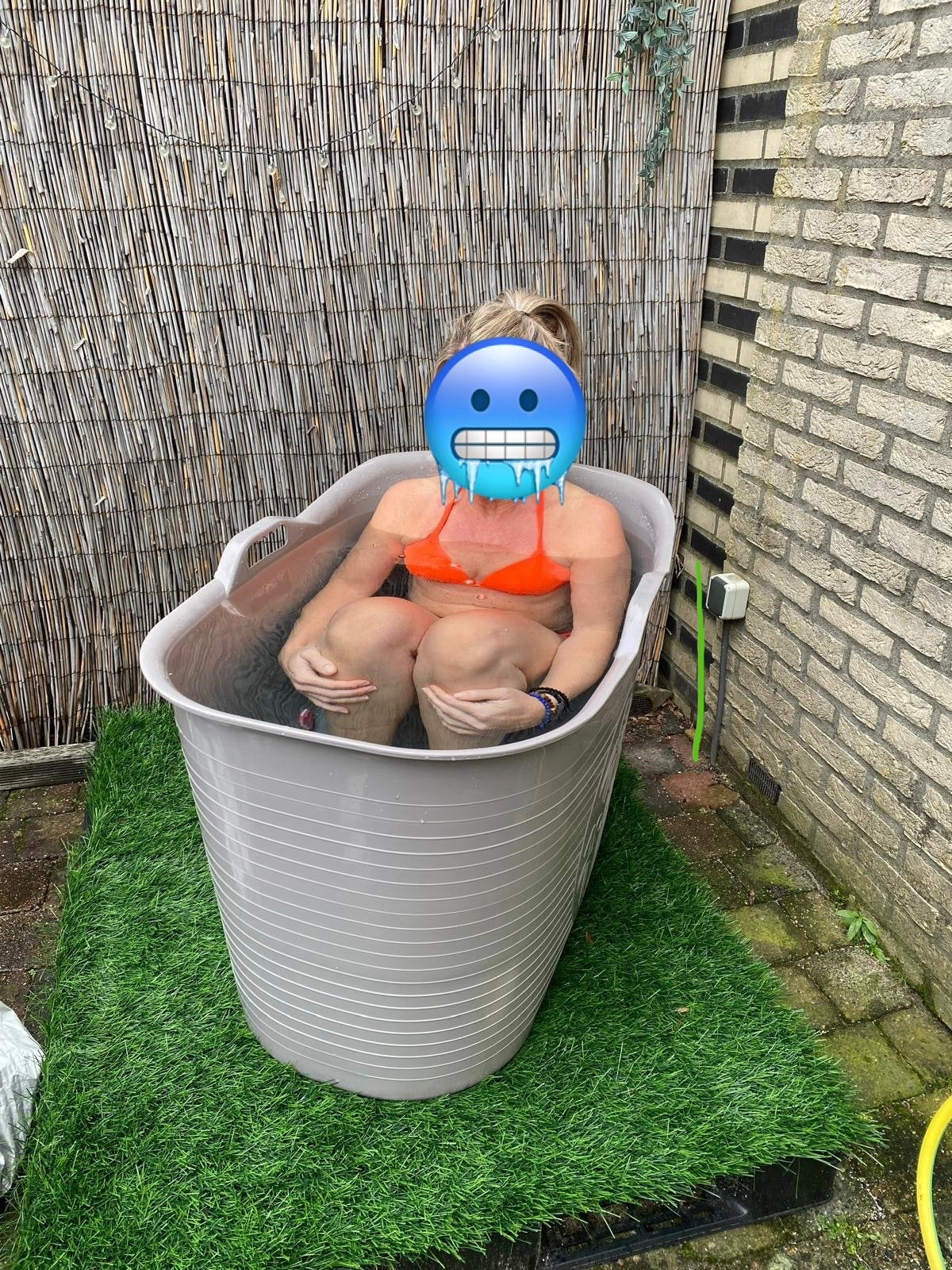 Ijsbad met kunstgrasmat en plastic pallet, Ophalen, Gebruikt