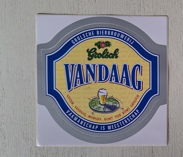 Grolsch Bartapruiter sticker Vandaag, Ophalen of Verzenden, Nieuw, Reclamebord, Plaat of Schild, Grolsch