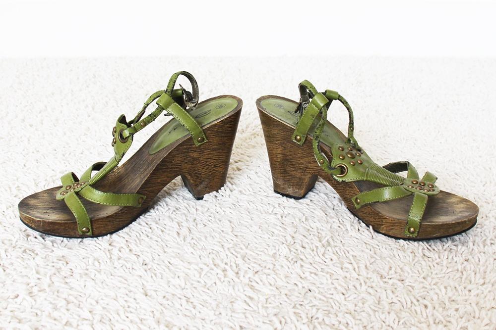 Vintage Leren Dolcis Sandalen (Maat 39) - s15 € 25,-, Kleding | Dames, Schoenen, Dolcis, Zo goed als nieuw, Groen, Sandalen of Muiltjes