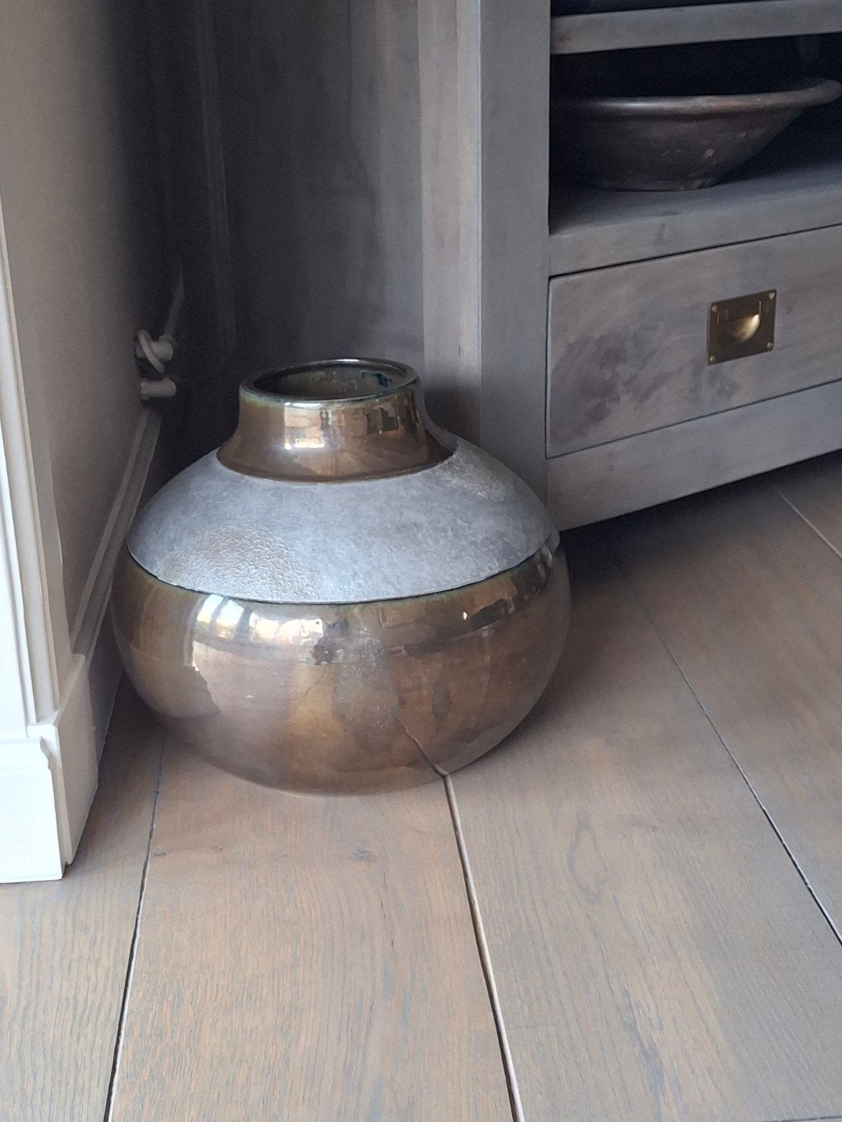 hotel chique vaas....zware kwaliteit!, Ophalen, Bruin, Natuurlijk materiaal, Nieuw