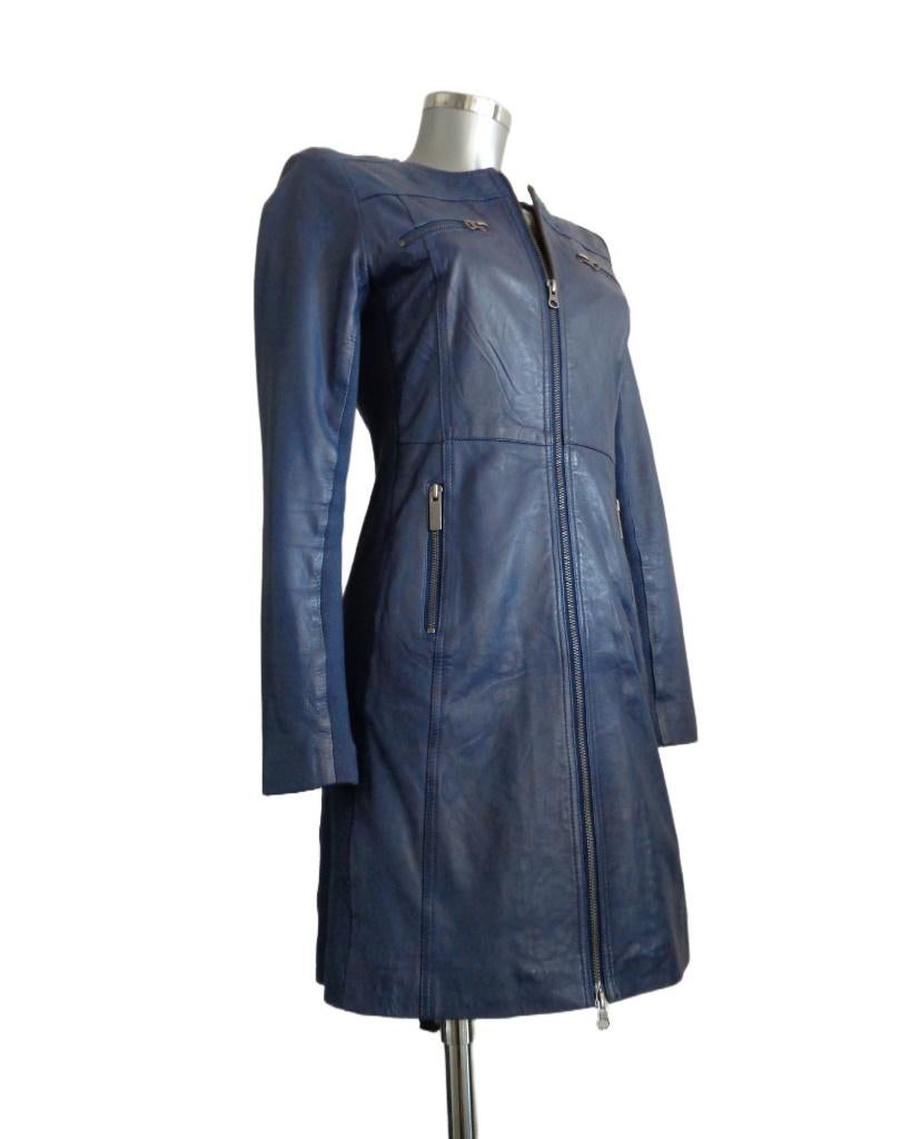 Transmission 100% leren jurk blauw maat small Nieuw, Blauw, Nieuw, Ophalen of Verzenden, Knielengte