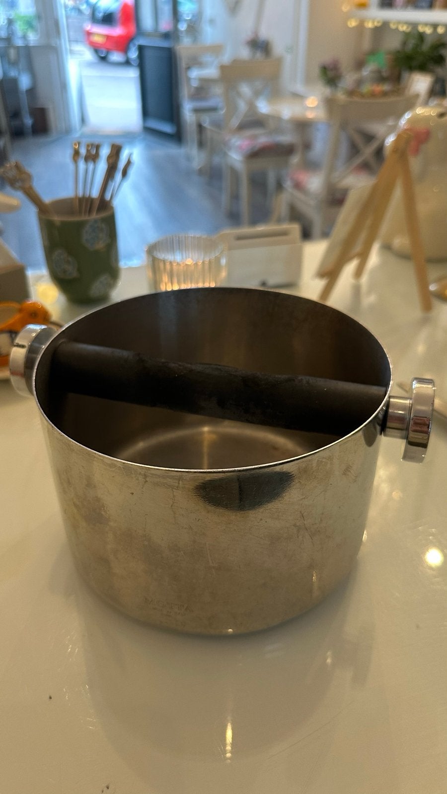 Roestvrijstalen afklopbak voor koffiedik coffee knock box, Zilver, Ophalen of Verzenden, Metaal, Overige typen