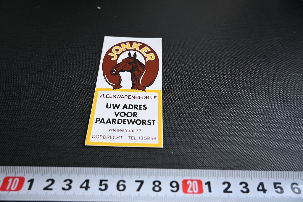 sticker Dordrecht JONKER vleeswarenbedrijf Paardeworst, Ophalen, Zo goed als nieuw
