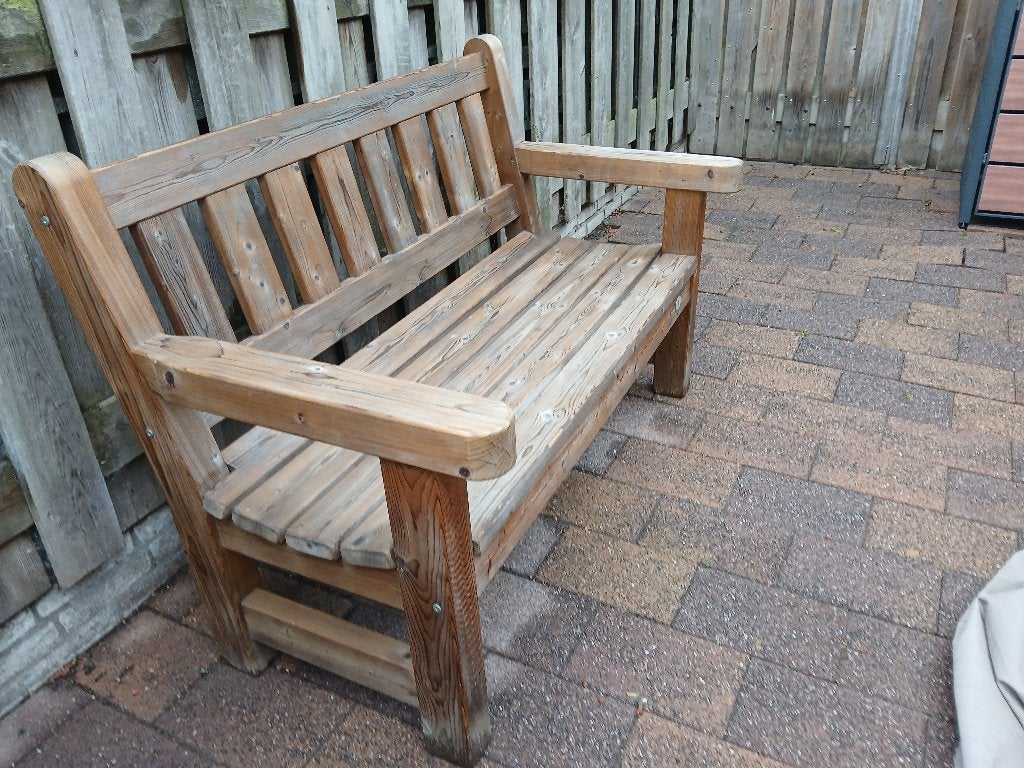 Houten tweezits tuinbank van Talen, Ophalen, Gebruikt, Hout