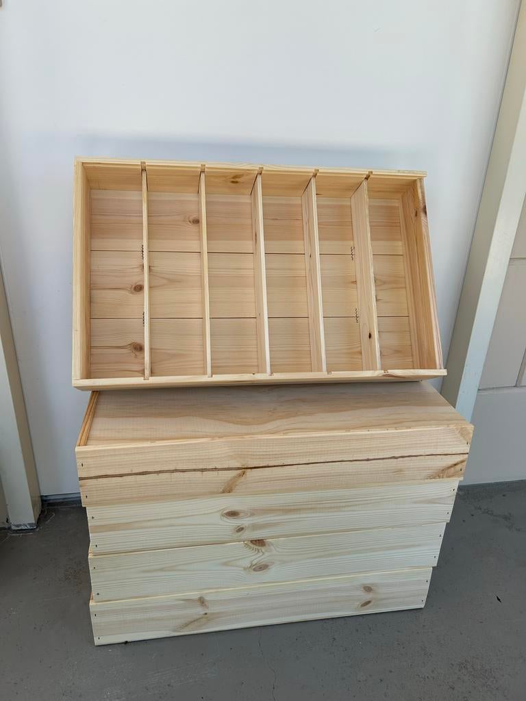 5 houten wijnkisten voor 6 flessen met schuifdeksel, Ophalen, 5 tot 15 flessen, Nieuw, Minder dan 50 cm