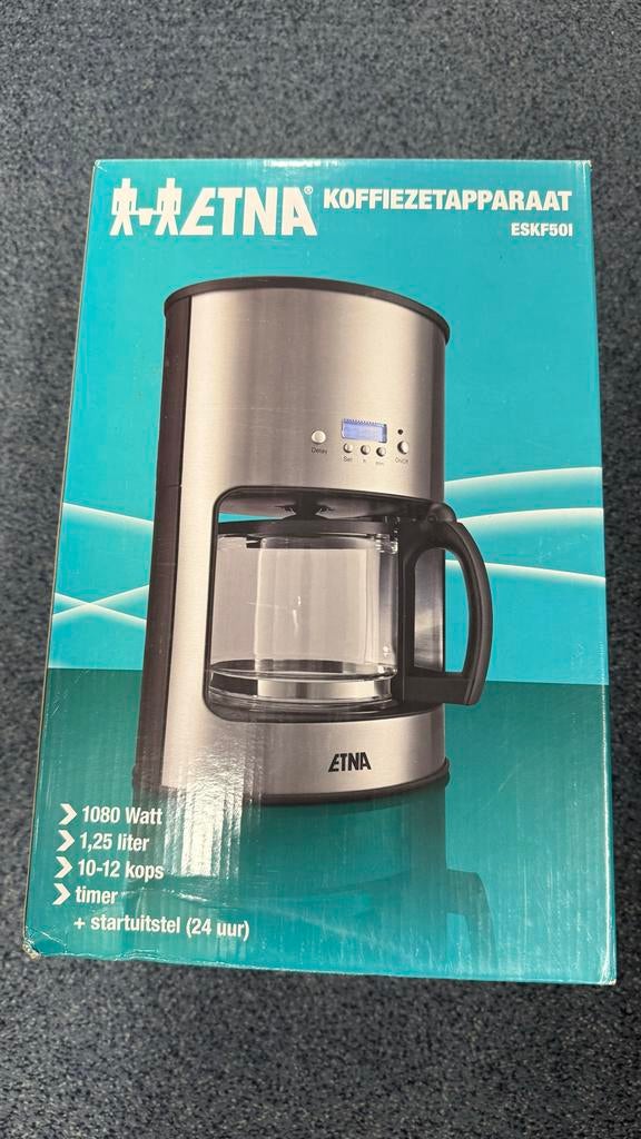 Nieuwe Etna ESKF501 Koffiezetapparaat - 1.25L, Timer, Witgoed en Apparatuur, Koffiezetapparaten, 10 kopjes of meer, Gemalen koffie